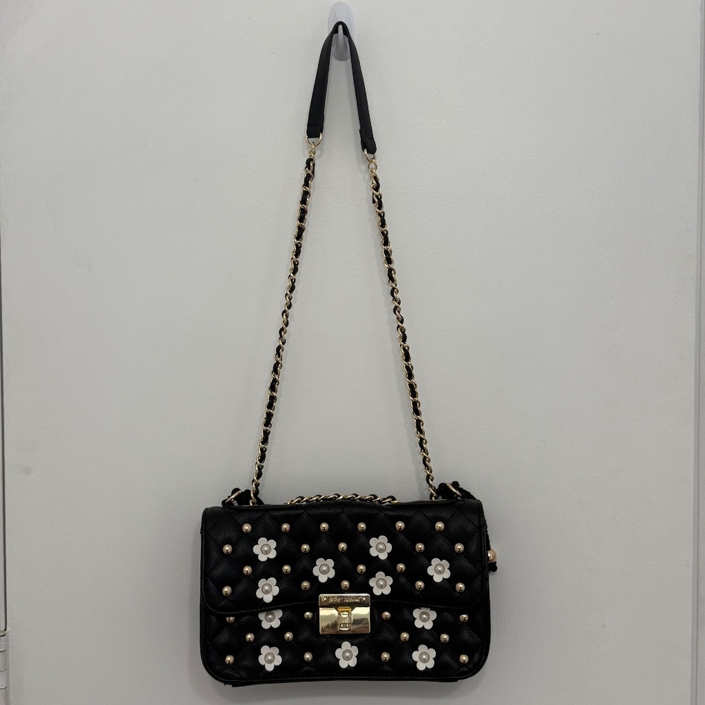 Betsey Johnson Black Flower Bag